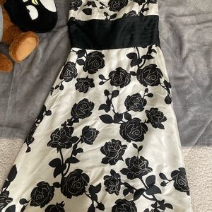 black and white floral silk dress
